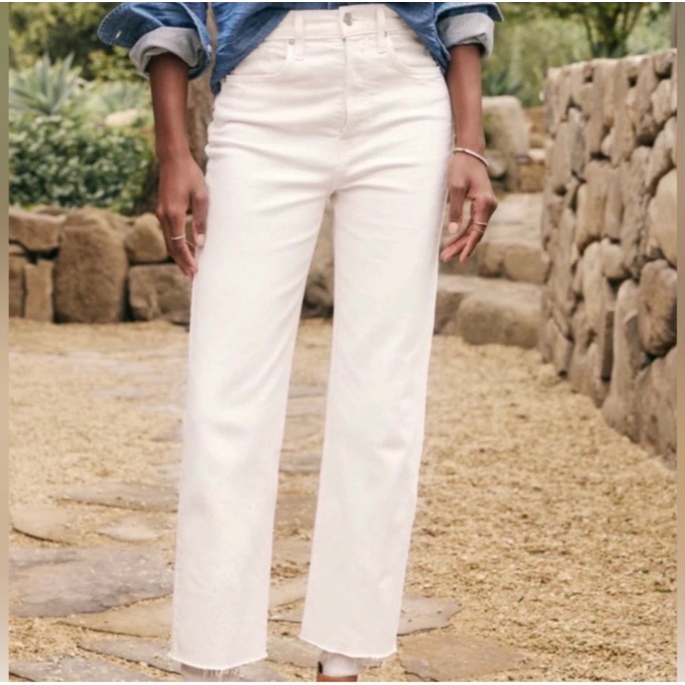 Frank & Eileen Monaghan jeans white 27 raw hem classic preppy coastal‎ nautical